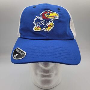 Kansas Jayhawks Adidas Mens Womens Slouch Trucker Hat Blue White Adjustable
